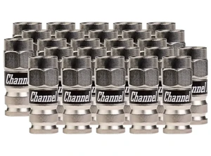 Coaxial Compression F-Connectors - Supports Standard, Dual, Tri & Quad Shield Cables, Weatherproof, Dual O-Rings for Moisture Protection, Ideal for Digital HDTV Antenna (25 Pack) Coaxial Compression F-Connectors - Supports Standard, Dual, Tri & Quad Shield Cables, Weatherproof, Dual O-Rings for Moisture Protection, Ideal for Digital HDTV Antenna (25 Pack)