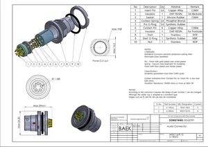 Military Audio Connector Set U-329/U&U-283/U Set(MIL-C-55116, 6 PIN Male&Female) 164-183-6, 164-229-6-4, for Max AWG-1 Standard Cable[Made in Korea] (U-283/U & U-329/U(Basic) (6P - Set))