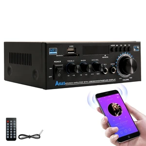 AK45 Bluetooth Amplifier for Home Audio, Stereo Receiver 2 Channel Amp (Max 300W/RMS 40W) with Bluetooth 5.0, FM Radio, USB/SD Card, Mic Input for Home Karaoke, Remote Control(Deep Black) AK45 Bluetooth Amplifier for Home Audio, Stereo Receiver 2 Channel Amp (Max 300W/RMS 40W) with Bluetooth 5.0, FM Radio, USB/SD Card, Mic Input for Home Karaoke, Remote Control(Deep Black)