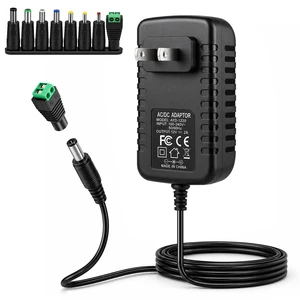 12V 2A Power Supply Adapter, 24W AC to DC Universal Adapter with 8 DC Tips (5.5×2.1mm), Replacement for LED Strip Lights, Router, DVR and Other 12V Devices 12V 2A Power Supply Adapter, 24W AC to DC Universal Adapter with 8 DC Tips (5.5×2.1mm), Replacement for LED Strip Lights, Router, DVR and Other 12V Devices
