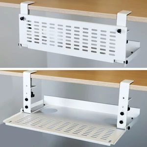 Universal Under Desk Cable Management Tray-Clamp Mount Hinged Swing Modesty Panel Organizer for Office Desks Easy Access Flip-Down position Power Strip Cord Storage No-Drill 25 lb Capacity White Universal Under Desk Cable Management Tray-Clamp Mount Hinged Swing Modesty Panel Organizer for Office Desks Easy Access Flip-Down position Power Strip Cord Storage No-Drill 25 lb Capacity White
