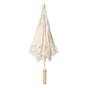 Mini Handmade Lace Silk Embroidery Flower Umbrella (Smaller Than Your Imagination!!!!)(Just for Photography or Decor, not Practical for Raining Day)(L-Beige) Mini Handmade Lace Silk Embroidery Flower Umbrella (Smaller Than Your Imagination!!!!)(Just for Photography or Decor, not Practical for Raining Day)(L-Beige)