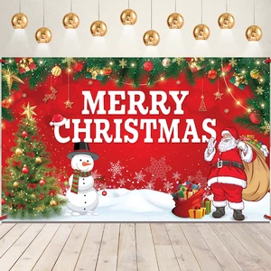 Merry Christmas Banner for Christmas Decorations 72x44 Inch Xmas Backdrop for Holiday Party Decorations