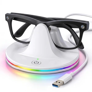 Charging Dock Compatible with Ray-Ban Meta Smart Glasses, White Compatible with Wayfarer, Skyler, Headliner & Oakley HSTN. Features LED power status light Charging Dock Compatible with Ray-Ban Meta Smart Glasses, White Compatible with Wayfarer, Skyler, Headliner & Oakley HSTN. Features LED power status light