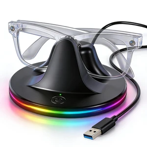 Charging Dock Compatible with Ray-Ban Meta Smart Glasses, Black Compatible with Wayfarer, Skyler, Headliner & Oakley HSTN. Features LED power status light Charging Dock Compatible with Ray-Ban Meta Smart Glasses, Black Compatible with Wayfarer, Skyler, Headliner & Oakley HSTN. Features LED power status light