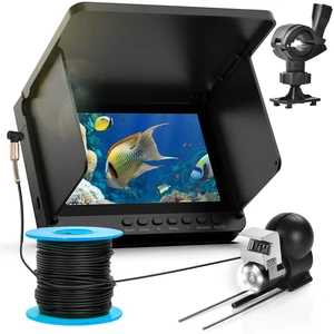 Underwater Fishing Camera, 5-Inch IPS 1080 HD 100FT for Ice Fishing 220° Wide-Angle View, 6000mAh Battery, 8 IR LEDs, IP68 Waterproof, 30KG Cable, Fish Finder for Ice Lake Boat Underwater Fishing Camera, 5-Inch IPS 1080 HD 100FT for Ice Fishing 220° Wide-Angle View, 6000mAh Battery, 8 IR LEDs, IP68 Waterproof, 30KG Cable, Fish Finder for Ice Lake Boat