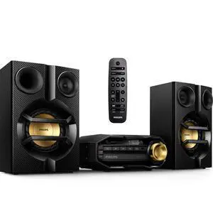 FX10 Bluetooth Stereo System for Home with CD Player, MP3, USB, FM Radio, Bass Reflex Speaker, 230 W, Remote Control Included FX10 Bluetooth Stereo System for Home with CD Player, MP3, USB, FM Radio, Bass Reflex Speaker, 230 W, Remote Control Included