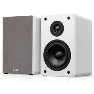 6.5 Bookshelf Speakers, Pair of Wired Bookshelf Speakers with Wall Mount Brackets, 2-Way HiFi Home Theater with Paper Cone, Soft Dome Tweeter, Compact Design, 11.5 x 7.5 x 9.5, White 6.5 Bookshelf Speakers, Pair of Wired Bookshelf Speakers with Wall Mount Brackets, 2-Way HiFi Home Theater with Paper Cone, Soft Dome Tweeter, Compact Design, 11.5 x 7.5 x 9.5, White