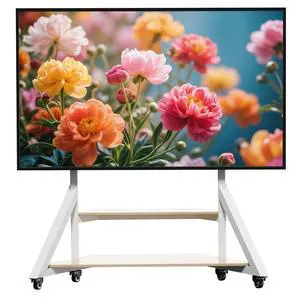 White TV Floor Stand with Wheels for 65 to 100 inchup to 220lbs | for Large LCD/LED Flat Screen Adjustable Heights TV Mount Stands VESA 800x600mm, Rolling TV Stand for Bedroom Office White TV Floor Stand with Wheels for 65 to 100 inchup to 220lbs | for Large LCD/LED Flat Screen Adjustable Heights TV Mount Stands VESA 800x600mm, Rolling TV Stand for Bedroom Office