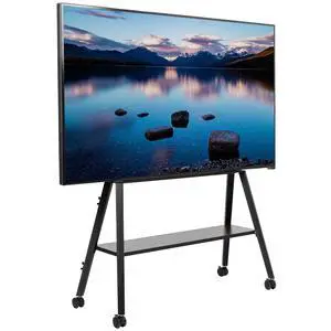 Rolling Artistic Easel 43 to 75 inch LED LCD Screen Mobile Studio TV Display Stand, Wood Accessory Shelf, Adjustable TV Mount with 4 Legs, Black, STAND-TV75RB Rolling Artistic Easel 43 to 75 inch LED LCD Screen Mobile Studio TV Display Stand, Wood Accessory Shelf, Adjustable TV Mount with 4 Legs, Black, STAND-TV75RB