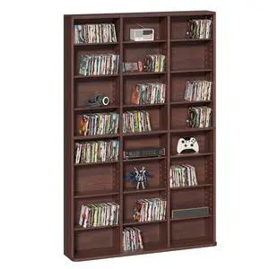 8 Tier Tall Display Cabinet, Walnut Media Storage Cabinet | Adjustable Shelves, Free Standing DVD Organizer Shelf, Floor Multimedia Storage Manga Bookshelf for Living Room & Home Office 8 Tier Tall Display Cabinet, Walnut Media Storage Cabinet | Adjustable Shelves, Free Standing DVD Organizer Shelf, Floor Multimedia Storage Manga Bookshelf for Living Room & Home Office