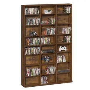 8 Tier Tall Display Cabinet, Brown Media Storage Cabinet | Adjustable Shelves, Free Standing DVD Organizer Shelf, Floor Multimedia Storage Manga Bookshelf for Living Room & Home Office 8 Tier Tall Display Cabinet, Brown Media Storage Cabinet | Adjustable Shelves, Free Standing DVD Organizer Shelf, Floor Multimedia Storage Manga Bookshelf for Living Room & Home Office