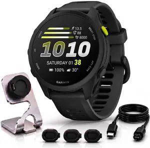 Forerunner 70, 1.2" AMOLED GPS Running Watch, Training Readiness, 13-Day Battery, Black, 010-04307-00 w/Deco Essentials Charging Dock, 3-Pack Dust Cover & USB-C Cable Forerunner 70, 1.2" AMOLED GPS Running Watch, Training Readiness, 13-Day Battery, Black, 010-04307-00 w/Deco Essentials Charging Dock, 3-Pack Dust Cover & USB-C Cable