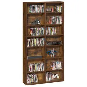 7 Tier Tall Display Cabinet, Brown Media Storage Cabinet | Adjustable Shelves, Free Standing DVD Organizer Shelf, Floor Multimedia Storage Manga Bookshelf for Living Room & Home Office 7 Tier Tall Display Cabinet, Brown Media Storage Cabinet | Adjustable Shelves, Free Standing DVD Organizer Shelf, Floor Multimedia Storage Manga Bookshelf for Living Room & Home Office