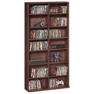 7 Tier Tall Display Cabinet, Walnut Media Storage Cabinet | Adjustable Shelves, Free Standing DVD Organizer Shelf, Floor Multimedia Storage Manga Bookshelf for Living Room & Home Office 7 Tier Tall Display Cabinet, Walnut Media Storage Cabinet | Adjustable Shelves, Free Standing DVD Organizer Shelf, Floor Multimedia Storage Manga Bookshelf for Living Room & Home Office