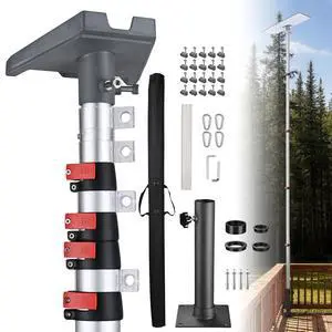 EZ GO 25ft Starlink Gen 3 Pole and Ground Mount Kit Telescoping | Aluminum Starlink Mast with Deck Mount & Standard Pipe Adapter for Construction Sites & Backyard, Commercial Use, Silver EZ GO 25ft Starlink Gen 3 Pole and Ground Mount Kit Telescoping | Aluminum Starlink Mast with Deck Mount & Standard Pipe Adapter for Construction Sites & Backyard, Commercial Use, Silver