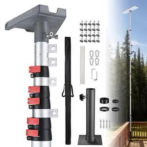 EZ GO 30ft Starlink Gen 3 Pole and Ground Mount Kit Telescoping | Aluminum Starlink Mast with Deck Mount & Standard Pipe Adapter for Construction Sites & Backyard, Commercial Use, Silver EZ GO 30ft Starlink Gen 3 Pole and Ground Mount Kit Telescoping | Aluminum Starlink Mast with Deck Mount & Standard Pipe Adapter for Construction Sites & Backyard, Commercial Use, Silver