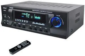 Home Stereo Amplifier with Bluetooth - 300 Watt Max 4 Channel Stereo Receiver with Easy Karaoke - Dual Mic In with EQ and Echo, USB-A and SD Card In, RCA In, RCA Out, LED Display - PT272AUBT Home Stereo Amplifier with Bluetooth - 300 Watt Max 4 Channel Stereo Receiver with Easy Karaoke - Dual Mic In with EQ and Echo, USB-A and SD Card In, RCA In, RCA Out, LED Display - PT272AUBT