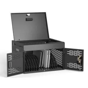 16-Device Locking Steel Charging Cabinet for iPad Chromebook Laptop | Wall-Mount Locking Charging Station, Cable Management & Surge Protection for Classroom, Office, Library, Assembly Required 16-Device Locking Steel Charging Cabinet for iPad Chromebook Laptop | Wall-Mount Locking Charging Station, Cable Management & Surge Protection for Classroom, Office, Library, Assembly Required