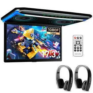 ® 17.3 Inch 16:9 Ultra-Thin FHD Digital TFT Screen 1080P Video Car Overhead Player Roof Mounted Monitor HDMI Port 1920 * 1080 Full High Definition with New Version Black IR Headphones (No DVD) ® 17.3 Inch 16:9 Ultra-Thin FHD Digital TFT Screen 1080P Video Car Overhead Player Roof Mounted Monitor HDMI Port 1920 * 1080 Full High Definition with New Version Black IR Headphones (No DVD)