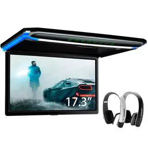 ® 17.3 Inch 16:9 Ultra-Thin FHD Digital TFT Screen 1080P Video Car Overhead Player Roof Mounted Monitor HDMI Port 1920 * 1080 Full High Definition New IR Headphones (Black & White) (No DVD) ® 17.3 Inch 16:9 Ultra-Thin FHD Digital TFT Screen 1080P Video Car Overhead Player Roof Mounted Monitor HDMI Port 1920 * 1080 Full High Definition New IR Headphones (Black & White) (No DVD)