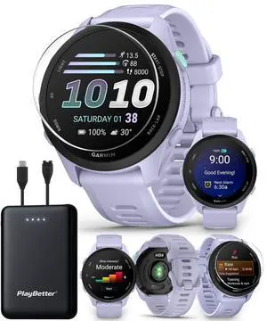 Garmin Forerunner 70 (Cool Lavender) GPS Running Watch Bundle | Entry-Level, Vibrant AMOLED Touchscreen, 13-Day Battery | Includes 5000mAh Portable Charger & HD Screen Protectors Garmin Forerunner 70 (Cool Lavender) GPS Running Watch Bundle | Entry-Level, Vibrant AMOLED Touchscreen, 13-Day Battery | Includes 5000mAh Portable Charger & HD Screen Protectors