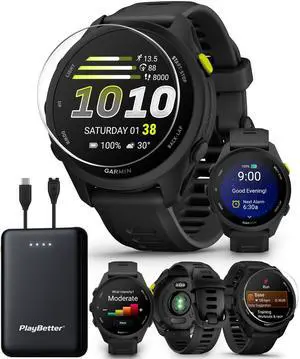 Garmin Forerunner 70 (Black) GPS Running Watch Bundle | Entry-Level, Vibrant AMOLED Touchscreen, 13-Day Battery | Includes 5000mAh Portable Charger & HD Screen Protectors Garmin Forerunner 70 (Black) GPS Running Watch Bundle | Entry-Level, Vibrant AMOLED Touchscreen, 13-Day Battery | Includes 5000mAh Portable Charger & HD Screen Protectors