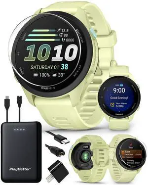 Garmin Forerunner 70 (Citron) GPS Running Watch Power Bundle | Entry-Level, Vibrant AMOLED Touchscreen, 13-Day Battery | Includes 5000mAh Portable Charger, Screen Protectors & Wall Adapter Garmin Forerunner 70 (Citron) GPS Running Watch Power Bundle | Entry-Level, Vibrant AMOLED Touchscreen, 13-Day Battery | Includes 5000mAh Portable Charger, Screen Protectors & Wall Adapter