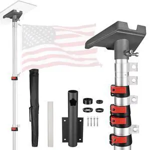 EZ GO 14FT Starlink Gen 3 Pole Mount with Pipe Adapter & Side Mount | Aluminum Telescoping Flagpole Starlink Standard Ground Pole Mounting Kit for Residental Yard RV Travel Trailer, Silver EZ GO 14FT Starlink Gen 3 Pole Mount with Pipe Adapter & Side Mount | Aluminum Telescoping Flagpole Starlink Standard Ground Pole Mounting Kit for Residental Yard RV Travel Trailer, Silver