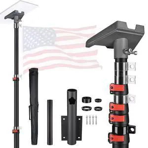 EZ GO 14FT Starlink Gen 3 Pole Mount with Pipe Adapter & Side Mount | Aluminum Telescoping Flagpole Starlink Standard Ground Pole Mounting Kit for Residental Yard RV Travel Trailer, Black EZ GO 14FT Starlink Gen 3 Pole Mount with Pipe Adapter & Side Mount | Aluminum Telescoping Flagpole Starlink Standard Ground Pole Mounting Kit for Residental Yard RV Travel Trailer, Black