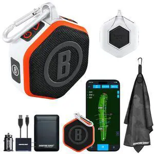 Bushnell Golf Wingman Mini GPS Speaker (Orange/White) | Magnetic Mount, Music & Audible Distances for 38,000+ Courses, Carabiner Clip, Waterproof, 36-Hole Battery, with Signature Series Power Bundle Bushnell Golf Wingman Mini GPS Speaker (Orange/White) | Magnetic Mount, Music & Audible Distances for 38,000+ Courses, Carabiner Clip, Waterproof, 36-Hole Battery, with Signature Series Power Bundle