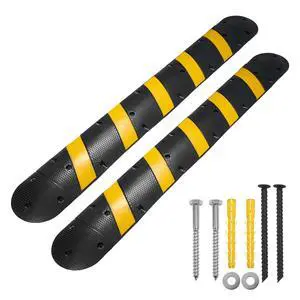 6FT Rubber Speed Bump, Heavy Duty Speed Bump Cable Protector Ramp for Driveway, Road Parking, Garage, Parking Lot, Warehouse,72" x 11.8" x 1.77" (2, 6ft with End Cap) 6FT Rubber Speed Bump, Heavy Duty Speed Bump Cable Protector Ramp for Driveway, Road Parking, Garage, Parking Lot, Warehouse,72" x 11.8" x 1.77" (2, 6ft with End Cap)