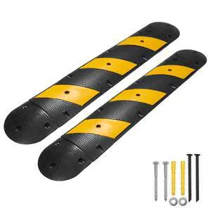 4FT Rubber Speed Bump, Heavy Duty Speed Bump Cable Protector Ramp for Driveway, Road Parking, Garage, Parking Lot, Warehouse,48" x 11.8" x 1.77"(2, 4ft with End Cap) 4FT Rubber Speed Bump, Heavy Duty Speed Bump Cable Protector Ramp for Driveway, Road Parking, Garage, Parking Lot, Warehouse,48" x 11.8" x 1.77"(2, 4ft with End Cap)