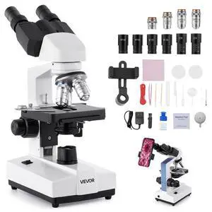 Binocular Microscope, 40-5000X Magnification, Professional Compound Microscope for Adult with Dual Stage and Two Sets of Eyepieces, Aluminum Alloy Body, Includes LED Light and Phone Holder Binocular Microscope, 40-5000X Magnification, Professional Compound Microscope for Adult with Dual Stage and Two Sets of Eyepieces, Aluminum Alloy Body, Includes LED Light and Phone Holder
