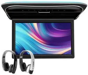 11.6 Inch Car Overhead Roof Mounted Monitor Screen Ultra-Thin Flip Down TV for Cars 1080P Car Video Player Supports IR, USB, HDMI, AV Input (No DVD), Black & White IR Headphones Included 11.6 Inch Car Overhead Roof Mounted Monitor Screen Ultra-Thin Flip Down TV for Cars 1080P Car Video Player Supports IR, USB, HDMI, AV Input (No DVD), Black & White IR Headphones Included