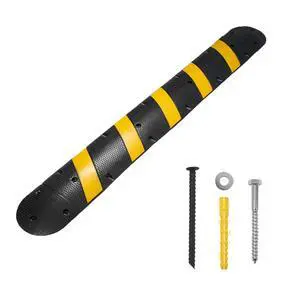 6FT Rubber Speed Bump, Heavy Duty Speed Bump Cable Protector Ramp for Driveway, Road Parking, Garage, Parking Lot, Warehouse,72" x 11.8" x 1.77" (1, 6ft with End Cap) 6FT Rubber Speed Bump, Heavy Duty Speed Bump Cable Protector Ramp for Driveway, Road Parking, Garage, Parking Lot, Warehouse,72" x 11.8" x 1.77" (1, 6ft with End Cap)