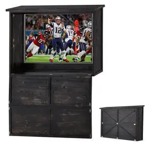Solid Wood Outdoor TV Cover 32 to 44 inch, Weatherproof TV Enclosure with Mount for Outside Flat Screen and TV Solid Wood Outdoor TV Cover 32 to 44 inch, Weatherproof TV Enclosure with Mount for Outside Flat Screen and TV