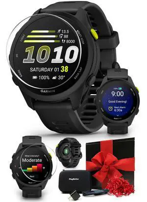 Garmin Forerunner 70 (Black) GPS Running Watch Gift Box Bundle | Entry-Level, Vibrant AMOLED Touchscreen, 13-Day Battery | Includes Screen Protectors, Wall Adapter & Hard Case Garmin Forerunner 70 (Black) GPS Running Watch Gift Box Bundle | Entry-Level, Vibrant AMOLED Touchscreen, 13-Day Battery | Includes Screen Protectors, Wall Adapter & Hard Case