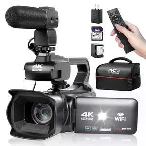 UHD 4k Video Camera Camcorder with 18X Digital Zoom,64MP Digital Camera Recorder,4.0-inch Rotating Touchscreen,64GB SD Card,Microphone,Remote Control,Durable Battery(Black) UHD 4k Video Camera Camcorder with 18X Digital Zoom,64MP Digital Camera Recorder,4.0-inch Rotating Touchscreen,64GB SD Card,Microphone,Remote Control,Durable Battery(Black)