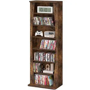 7 Tier Arched DVD Shelf, DVD Rack with Adjustable Shelves, Brown | Media Storage Cabinet for CDs & Movies, Media Shelf,Free Standing CD Rack Tower Bookcase or Living Room & Home Office 7 Tier Arched DVD Shelf, DVD Rack with Adjustable Shelves, Brown | Media Storage Cabinet for CDs & Movies, Media Shelf,Free Standing CD Rack Tower Bookcase or Living Room & Home Office