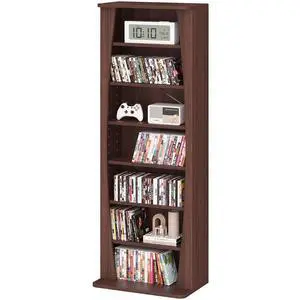 7 Tier Arched DVD Shelf, DVD Rack with Adjustable Shelves, Walnut | Media Storage Cabinet for CDs & Movies, Media Shelf,Free Standing CD Rack Tower Bookcase or Living Room & Home Office 7 Tier Arched DVD Shelf, DVD Rack with Adjustable Shelves, Walnut | Media Storage Cabinet for CDs & Movies, Media Shelf,Free Standing CD Rack Tower Bookcase or Living Room & Home Office
