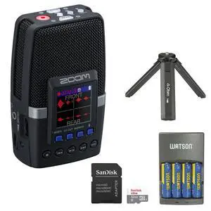 Zoom H2 Essential Multi-Mic Handy Recorder (ZH2E) Bundle with Oben TT-610B Aluminum Tabletop Tripod, SanDisk 32GB Memory Card and Watson 4-Bay Charger with 4-Pack AA NiMH Rechargeable Batteries Zoom H2 Essential Multi-Mic Handy Recorder (ZH2E) Bundle with Oben TT-610B Aluminum Tabletop Tripod, SanDisk 32GB Memory Card and Watson 4-Bay Charger with 4-Pack AA NiMH Rechargeable Batteries