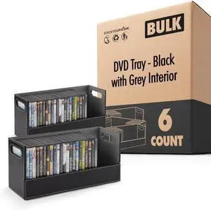 DVD Storage Box, Movie Shelf Organizer for Blu-Ray, Video Game Cases, CDs, VHS Tape Display Stand, Disc Holder Can Store Up to 28 DVDs, Faux Leather (Black) 6 Pack DVD Storage Box, Movie Shelf Organizer for Blu-Ray, Video Game Cases, CDs, VHS Tape Display Stand, Disc Holder Can Store Up to 28 DVDs, Faux Leather (Black) 6 Pack