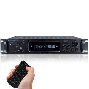 2500 Watts Digital Hybrid Amplifier, Preamp/Tuner with USB and SD Inputs | 2 Mic Inputs, AM/FM Digital Tuner, Wireless Remote, Bass & Treble Controls, FM Radio, Recorder, Bluetooth by 2500 Watts Digital Hybrid Amplifier, Preamp/Tuner with USB and SD Inputs | 2 Mic Inputs, AM/FM Digital Tuner, Wireless Remote, Bass & Treble Controls, FM Radio, Recorder, Bluetooth by