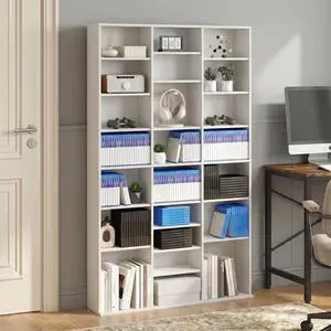 24-Shelf Wide CD Rack, 8 x 3 DVD Storage Cabinets with Adjustable Shelves, Easy Assembly DVD Shelf, Media Shelf for CD Blueray Game Disc, for Home Office, Living Room, White 24-Shelf Wide CD Rack, 8 x 3 DVD Storage Cabinets with Adjustable Shelves, Easy Assembly DVD Shelf, Media Shelf for CD Blueray Game Disc, for Home Office, Living Room, White