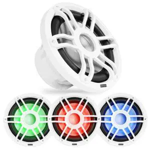 MV104W 10" Marine Subwoofer with RGB LED Lighting (White) | 500W Peak, 250W RMS, Single 4 Ohm V-Series Marine Sub, IP65 Water Resistant MV104W 10" Marine Subwoofer with RGB LED Lighting (White) | 500W Peak, 250W RMS, Single 4 Ohm V-Series Marine Sub, IP65 Water Resistant