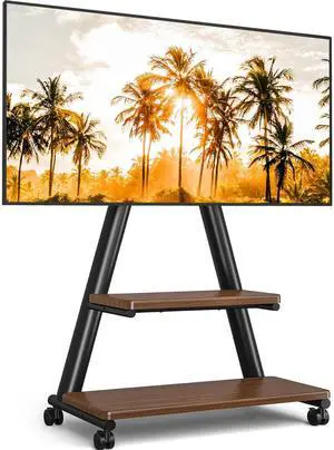 Rolling TV Stand for 43-80" up to 150lbs | Portable TV Stand on Wheels with Enhanced Triangular Design Height Adjustable Mobile Cart with Swivel/Tilt/Storage Shelves Rolling TV Stand for 43-80" up to 150lbs | Portable TV Stand on Wheels with Enhanced Triangular Design Height Adjustable Mobile Cart with Swivel/Tilt/Storage Shelves