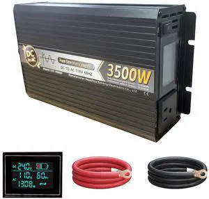 1600W Continuous 3500W Peak Pure Sine Wave Power Inverter, 9 Protections, LCD Display, Dual Cooling Fans, Car RV Camping Emergency Converter for Home Appliances & Power Tools (24, Volts) 1600W Continuous 3500W Peak Pure Sine Wave Power Inverter, 9 Protections, LCD Display, Dual Cooling Fans, Car RV Camping Emergency Converter for Home Appliances & Power Tools (24, Volts)