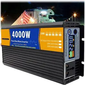 4000W Pure Sine Wave Inverter 12V -72V DC to 120V/240V AC Power Inverter with 1 AC Outlets,LCD Display, Car Power Converter for Truck, Home, Vehicles, Boat 4000W Pure Sine Wave Inverter 12V -72V DC to 120V/240V AC Power Inverter with 1 AC Outlets,LCD Display, Car Power Converter for Truck, Home, Vehicles, Boat