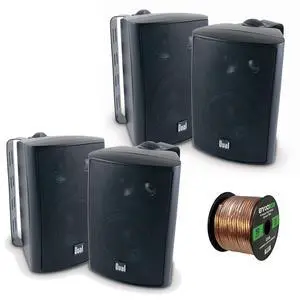 4x LU47PB 4 Inch 100-Watt 3-Way Indoor / Outdoor High Performance Bookshelf Studio Monitor Black Speakers w/ Swivel Brackets, Enrock 16-G 50 Ft Audio Speaker Wire 4x LU47PB 4 Inch 100-Watt 3-Way Indoor / Outdoor High Performance Bookshelf Studio Monitor Black Speakers w/ Swivel Brackets, Enrock 16-G 50 Ft Audio Speaker Wire
